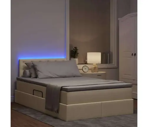 Gulta Ar Led Sloksnes Lukturiem Krēms 120 X 200 Cm Audums Vidaxl