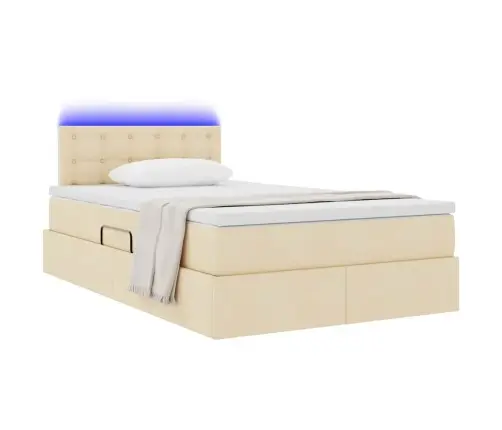 Gulta Ar Led Sloksnes Lukturiem Krēms 120 X 200 Cm Audums Vidaxl
