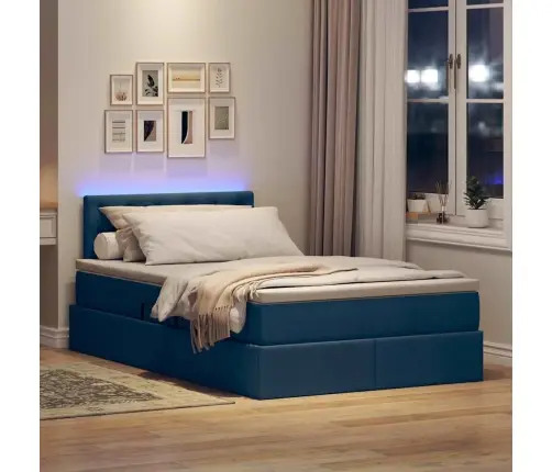 Gulta Ar Led Sloksnes Lukturiem Zila 120 X 200 Cm Audums Vidaxl