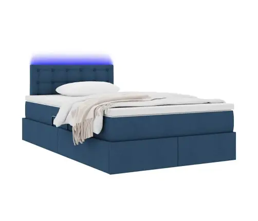 Gulta Ar Led Sloksnes Lukturiem Zila 120 X 200 Cm Audums Vidaxl