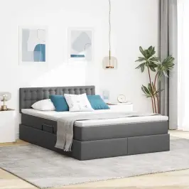 Led Uzglabāšanas Gulta Ar Matraci Tumši Pelēka 140 X 190 Cm Vidaxl