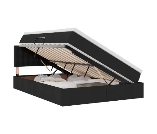 Gulta Ar Led Sloksnes Lukturiem Melna 140 X 190 Cm Audums Vidaxl