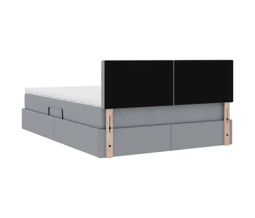 Led-Valgusega Hoiuvoodi Peaga Helehall 140 X 200 Cm Polüester