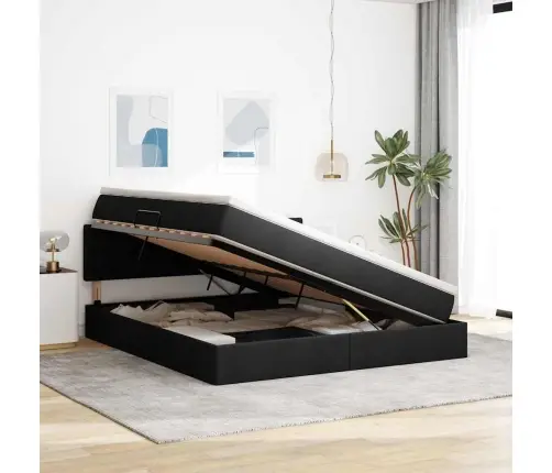 Lova Su Daiktų Laikymo Vieta Ir Led Juoda 160 X 200 Cm