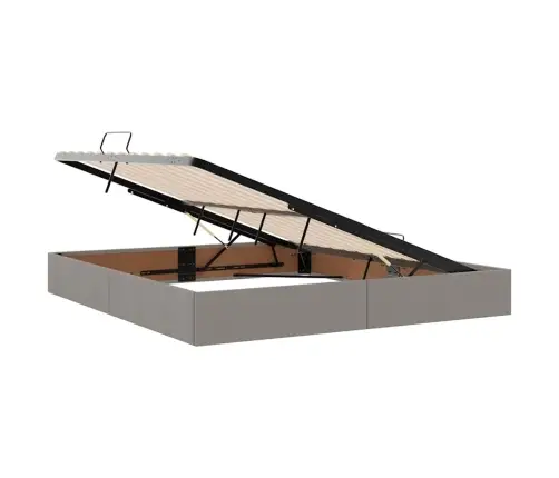 Gulta Ar Led Sloksnes Lukturiem Pelēkbrūna 160 X 200 Cm Audums Vidaxl