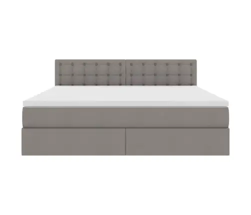 Gulta Ar Led Sloksnes Lukturiem Pelēkbrūna 160 X 200 Cm Audums Vidaxl