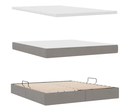 Gulta Ar Led Sloksnes Lukturiem Pelēkbrūna 160 X 200 Cm Audums Vidaxl