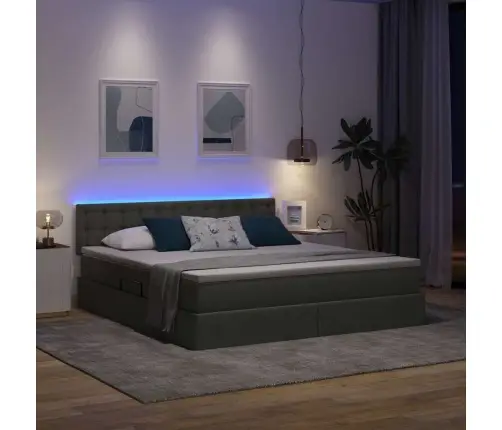 Gulta Ar Galvas Klāju Tumši Pelēks 180 X 200 Cm Audums Vidaxl