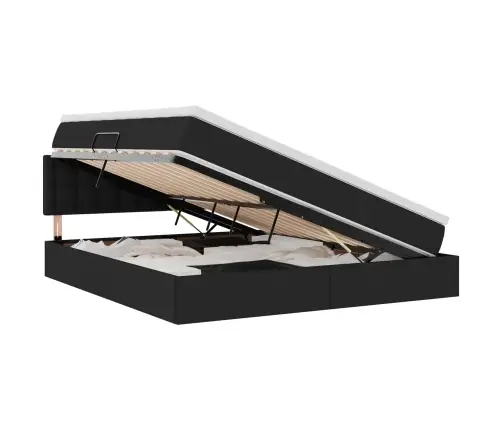 Gulta Ar Led Sloksnes Lukturiem Melna 180 X 200 Cm Audums Vidaxl