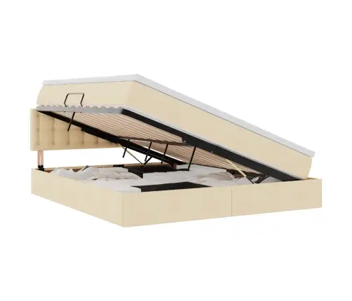 Led-Valgusega Hoiuvoodi Madratsiga Kreem 180 X 200 Cm Polüester