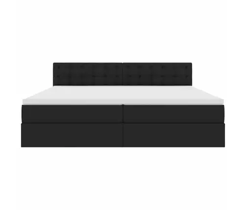 Voodi Led -Ribatuledega Peaga Must 200 X 200 Cm Kangas