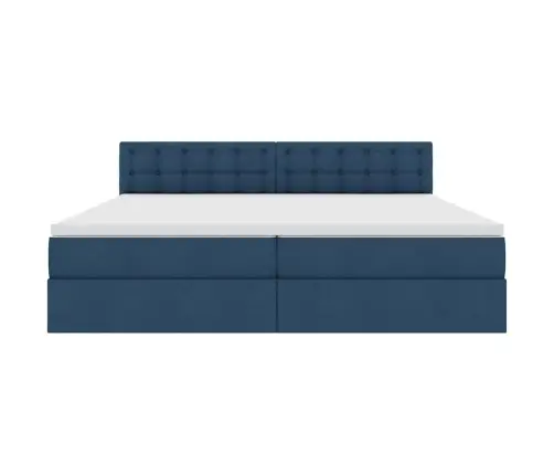 Lova Su Led Juostelių Žibintais Mėlyna 200 X 200 Cm Audinys