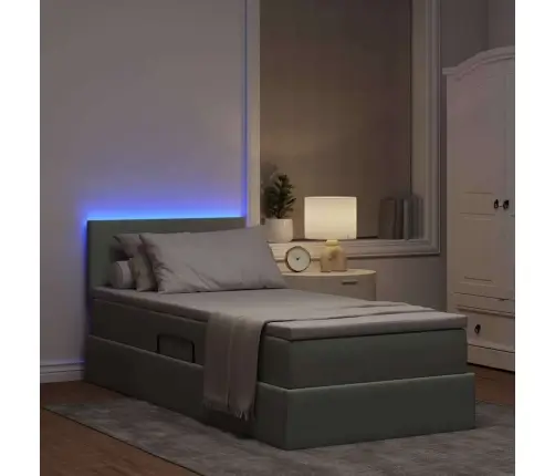 Lova Su Daiktų Laikymo Vieta Ir Led Šviesiai Pilka 90 X 190 Cm