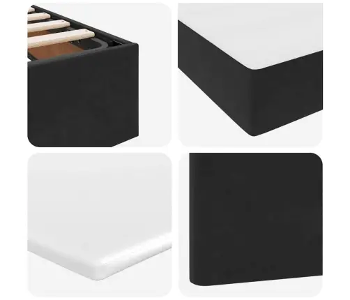 Gulta Ar Uzglabāšanas Vietu Un Led Melna 90 X 190 Cm Samts Vidaxl