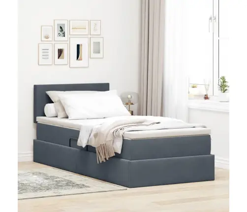 Lova Su Daiktų Laikymo Vieta Ir Led Tamsiai Pilka 100 X 200 Cm