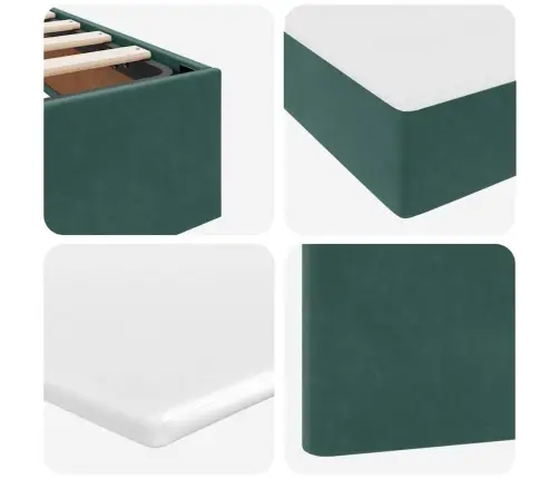 Gulta Ar Uzglabāšanas Vietu Un Led Tumši Zaļš 100 X 200 Cm Vidaxl