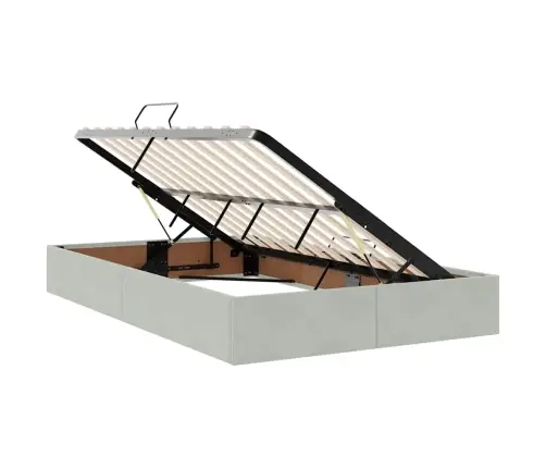 Gulta Ar Led Sloksnes Lukturiem Gaiši Pelēks 120 X 200 Cm Samts Vidaxl