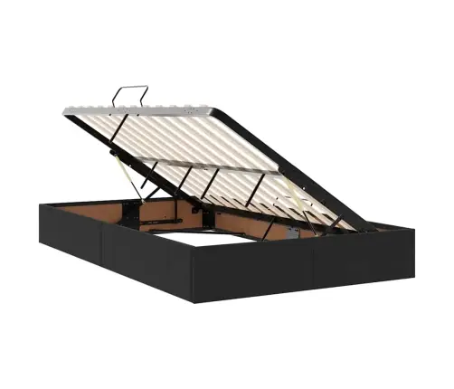 Lova Su Led Juostelių Žibintais Juoda 120 X 200 Cm Aksomas