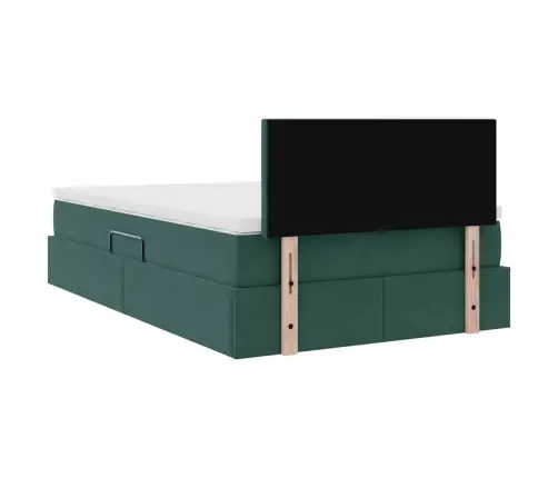 Voodi Led -Ribatuledega Peaga Tume Rohelise 120 X 200 Cm Samet