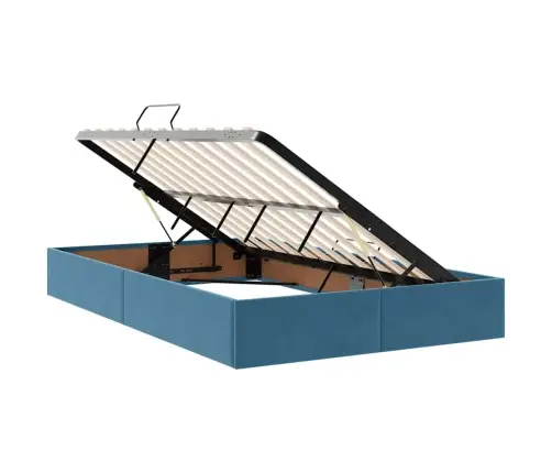 Gulta Ar Led Sloksnes Lukturiem Tumši Zils 120 X 200 Cm Samts Vidaxl