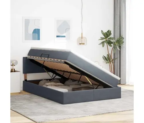 Led-Valgusega Hoiuvoodi Madratsiga Tumehall 140 X 190 Cm Samet