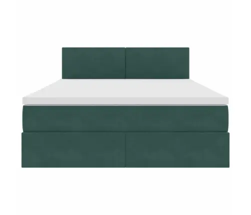 Led-Valgusega Hoiuvoodi Peaga Tume Rohelise 140 X 190 Cm Samet