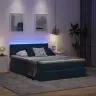 Gulta Ar Uzglabāšanas Vietu Un Led Tumši Zils 140 X 190 Cm Vidaxl