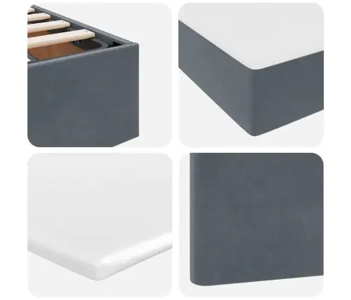 Gulta Ar Led Sloksnes Lukturiem Tumši Pelēks 140 X 200 Cm Samts Vidaxl