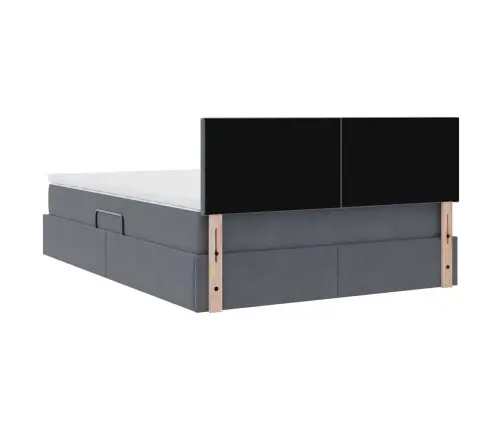 Gulta Ar Led Sloksnes Lukturiem Tumši Pelēks 140 X 200 Cm Samts Vidaxl