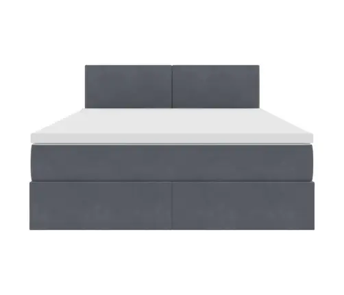 Gulta Ar Led Sloksnes Lukturiem Tumši Pelēks 140 X 200 Cm Samts Vidaxl