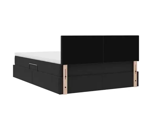 Gulta Ar Led Sloksnes Lukturiem Melna 140 X 200 Cm Samts Vidaxl