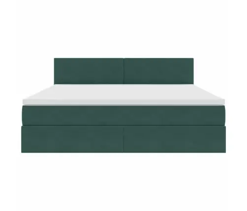 Lova Su Daiktų Laikymo Vieta Ir Led Tamsiai Žalia 160 X 200 Cm