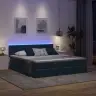 Led-Valgusega Hoiuvoodi Peaga Tumesinine 180 X 200 Cm Samet