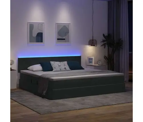 Led-Valgusega Hoiuvoodi Madratsiga Tumehall 200 X 200 Cm Samet