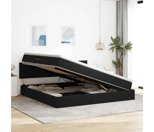 Gulta Ar Led Sloksnes Lukturiem Melna 200 X 200 Cm Samts Vidaxl