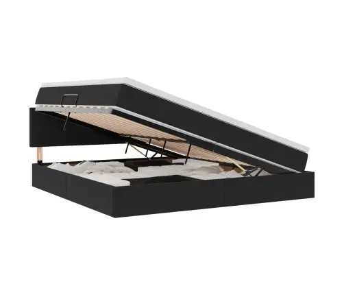 Gulta Ar Led Sloksnes Lukturiem Melna 200 X 200 Cm Samts Vidaxl