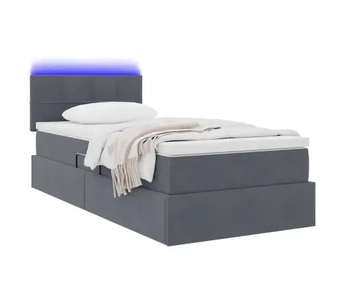 Lova Su Daiktų Laikymo Vieta Ir Led Tamsiai Pilka 90 X 190 Cm