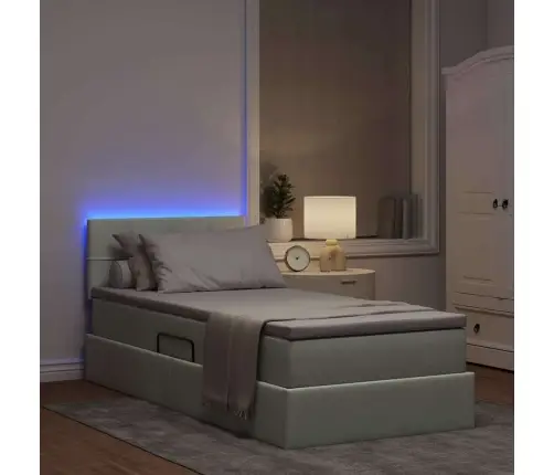 Gulta Ar Uzglabāšanas Vietu Un Led Gaiši Pelēks 100 X 200 Cm Vidaxl