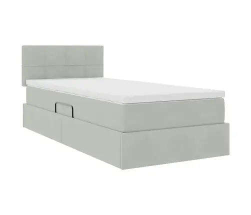 Gulta Ar Uzglabāšanas Vietu Un Led Gaiši Pelēks 100 X 200 Cm Vidaxl