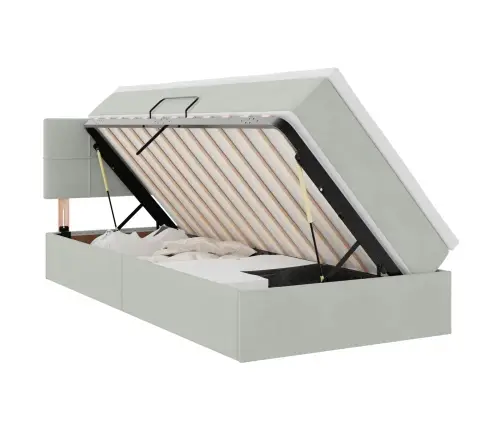 Gulta Ar Uzglabāšanas Vietu Un Led Gaiši Pelēks 100 X 200 Cm Vidaxl