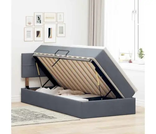 Lova Su Daiktų Laikymo Vieta Ir Led Tamsiai Pilka 100 X 200 Cm