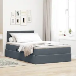 Led Uzglabāšanas Gulta Ar Matraci Tumši Pelēka 120 X 190 Cm Vidaxl Led Uzglabāšanas Gulta Ar Matraci Tumši Pelēka 120 X 190 Cm Vidaxl