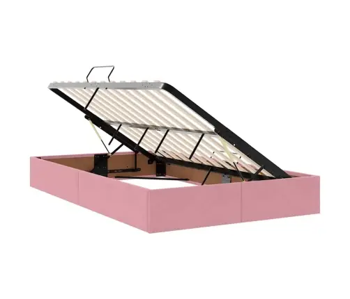 Led-Valgusega Hoiuvoodi Madratsiga Roosa 120 X 190 Cm Samet