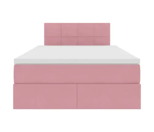 Led-Valgusega Hoiuvoodi Madratsiga Roosa 120 X 190 Cm Samet