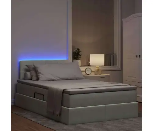 Lova Su Daiktų Laikymo Vieta Ir Led Šviesiai Pilka 120 X 200 Cm