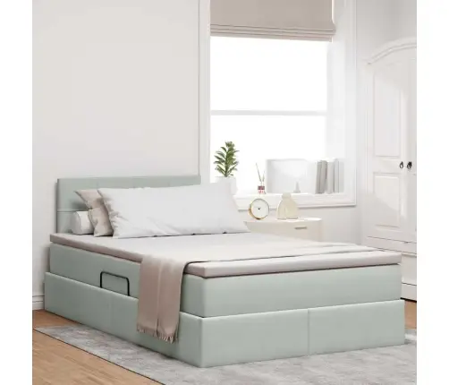 Lova Su Daiktų Laikymo Vieta Ir Led Šviesiai Pilka 120 X 200 Cm