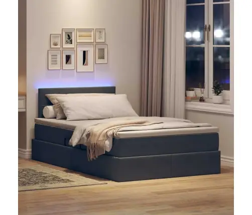 Gulta Ar Led Sloksnes Lukturiem Tumši Pelēks 120 X 200 Cm Samts Vidaxl