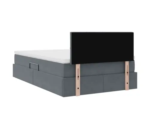 Gulta Ar Led Sloksnes Lukturiem Tumši Pelēks 120 X 200 Cm Samts Vidaxl