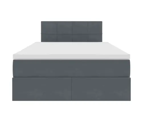 Gulta Ar Led Sloksnes Lukturiem Tumši Pelēks 120 X 200 Cm Samts Vidaxl