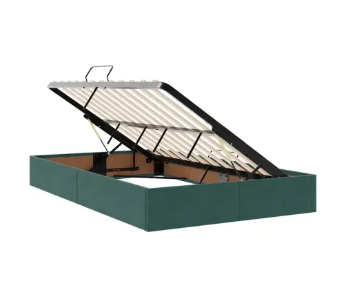 Gulta Ar Led Sloksnes Lukturiem Tumši Zaļš 120 X 200 Cm Samts Vidaxl